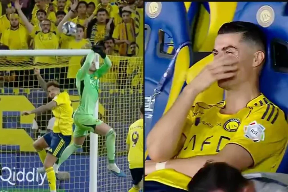 Cristiano Ronaldo is left dumbfounded after Bento fumbled into his own goal